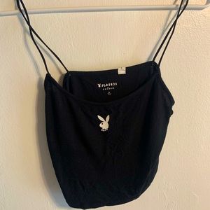 PLAYBOY by PACSUN black spaghetti strap crop top